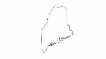 maine Estado mapa esboço animação video