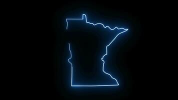 Minnesota staat kaart animatie met gloeiend neon effect video