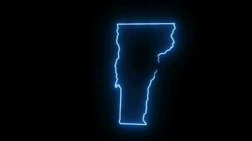 Vermont state map animation with glowing neon effect video