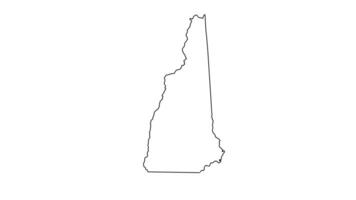 New Hampshire state map sketch animation video