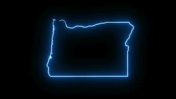 Oregon state map animation with glowing neon effect video