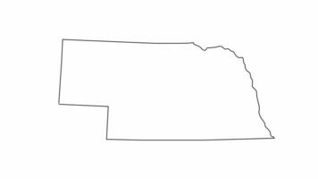 Nebraska Estado mapa esboço animação video