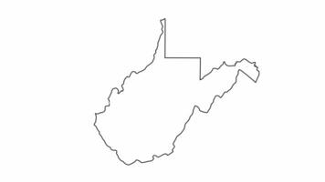 animated sketch of a map of the state of West Virginia video