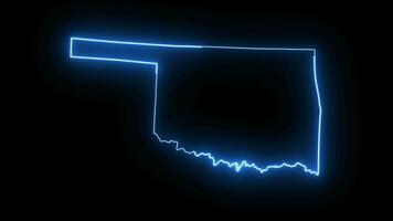 Oklahoma estado mapa animación con brillante neón efecto video