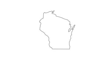 Wisconsin staat kaart schetsen animatie video