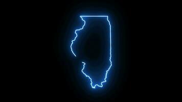 Illinois state map animation with glowing neon effect video