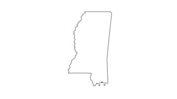 animated sketch of a map of the state of Mississippi video