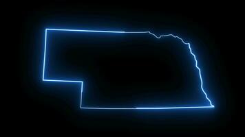 Nebraska state map animation with glowing neon effect video