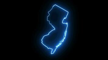 New Jersey state map animation with glowing neon effect video