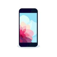 Smartphone with flower on screen. Vector illustration in flat style.