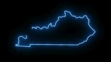 Kentucky state map animation with glowing neon effect video