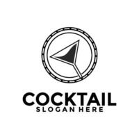 Cocktail logo design vector vintage. alcohol drink icon. cocktail glass vector retro design template