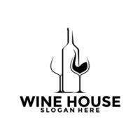 Wine House logo, Bar and restaurant logo design template vector