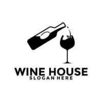 Wine House logo, Bar and restaurant logo design template vector