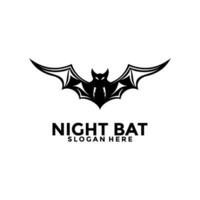 Bat Logo Vintage Hipster Retro silhouette Design Template, bat open wings flying concept elements icon Vector