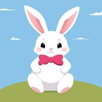 easter bunny with easter eggs. easter greeting card with bunny. Happy Easter. Cute rabbit for Easter. Bunny ears and Easter eggs. Vector illustration. Greeting card. Bunny in the egg