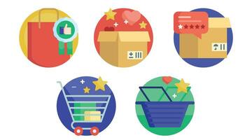 Customer feedback and review on products and services vector icon set