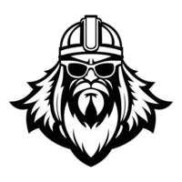 barbarian wearing sunglasses iconic logo vector illustration