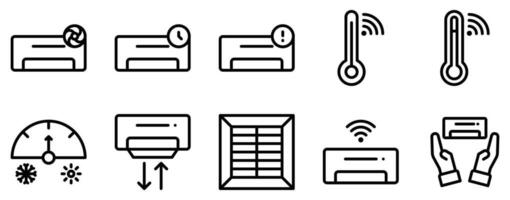 air conditioner maintenance icon line style set collection. vector