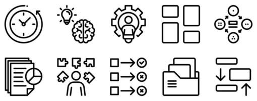 task and project management icon line style set collection. vector