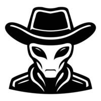 AI generated alien wearing cowboy hat iconic logo vector illustration.