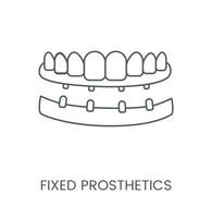 lineal icono fijo prótesis vector ilustración para dental clínica