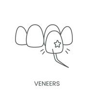 lineal icono carillas vector ilustración para dental clínica