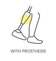 Vector icon with prosthesis, for physiotherapy and rehabilitation. Linear illustration