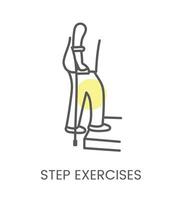 Vector icon step exercises, for physiotherapy and rehabilitation. Linear illustration