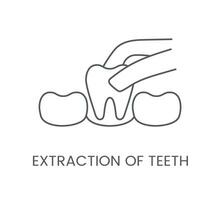 Linear icon extraction of teeth. Vector illustration for dental clinic