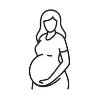 AI generated Pregnant Woman Logo Black Outline Vector, Maternity Logo Icon vector
