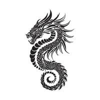 AI generated Dragon Black Outline Vector, Dragon tattoo vector