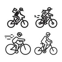 AI generated Mountain bike rider icon set, Mountain bike rider flat icon outline vector