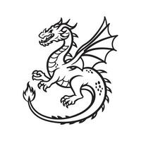 AI generated Dragon Black Outline Vector, Dragon tattoo vector