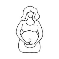 AI generated Pregnant Woman Logo Black Outline Vector, Maternity Logo Icon vector