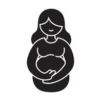 AI generated Pregnant Woman Logo Black Outline Vector, Maternity Logo Icon vector