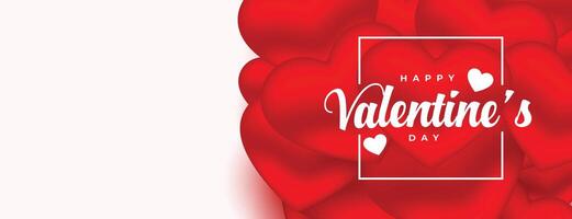 romantic red hearts banner for valentines day vector