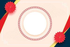 chinese background with flowers and frame design vector