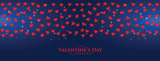 happy valentines day heart blue banner design vector