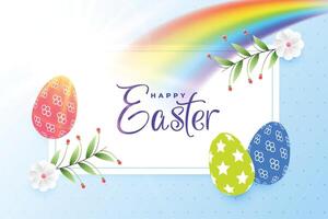 colorful happy easter background with rainbow vector