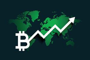 global bitcoin crecimiento flecha gráfico antecedentes vector