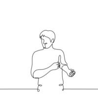 man stands rolling up his sleeves - one line drawing vector. concept get ready for business, with bare hands vector