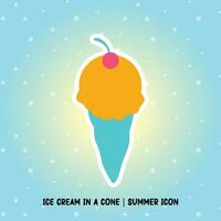 ice cream in a cone summer icon miami color style vector