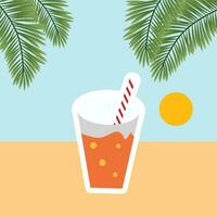 orange juice summer icon sticker vector