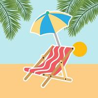 beach chair colorful summer icon sticker vector