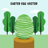 Pascua de Resurrección huevos ilustración plano vector en verde con aleatorio líneas