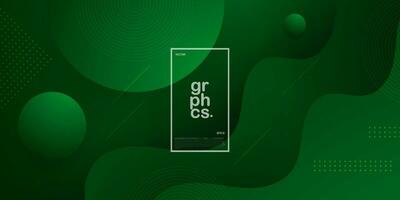 Dark green gradient illustration background dynamic with simple wave style. Cool design. Eps10 vector