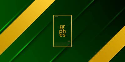 Abstract dark green gradient background with shadow and gold lines. Abstract simple background for banner, brochure, presentation design, and business card. Eps10 vector