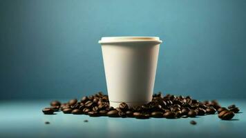 AI generated the beauty of a pristine coffee moment by taking a photo of a paper cup against a solid color backdrop