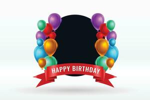happy birthday realistic balloons and ribbons background vector